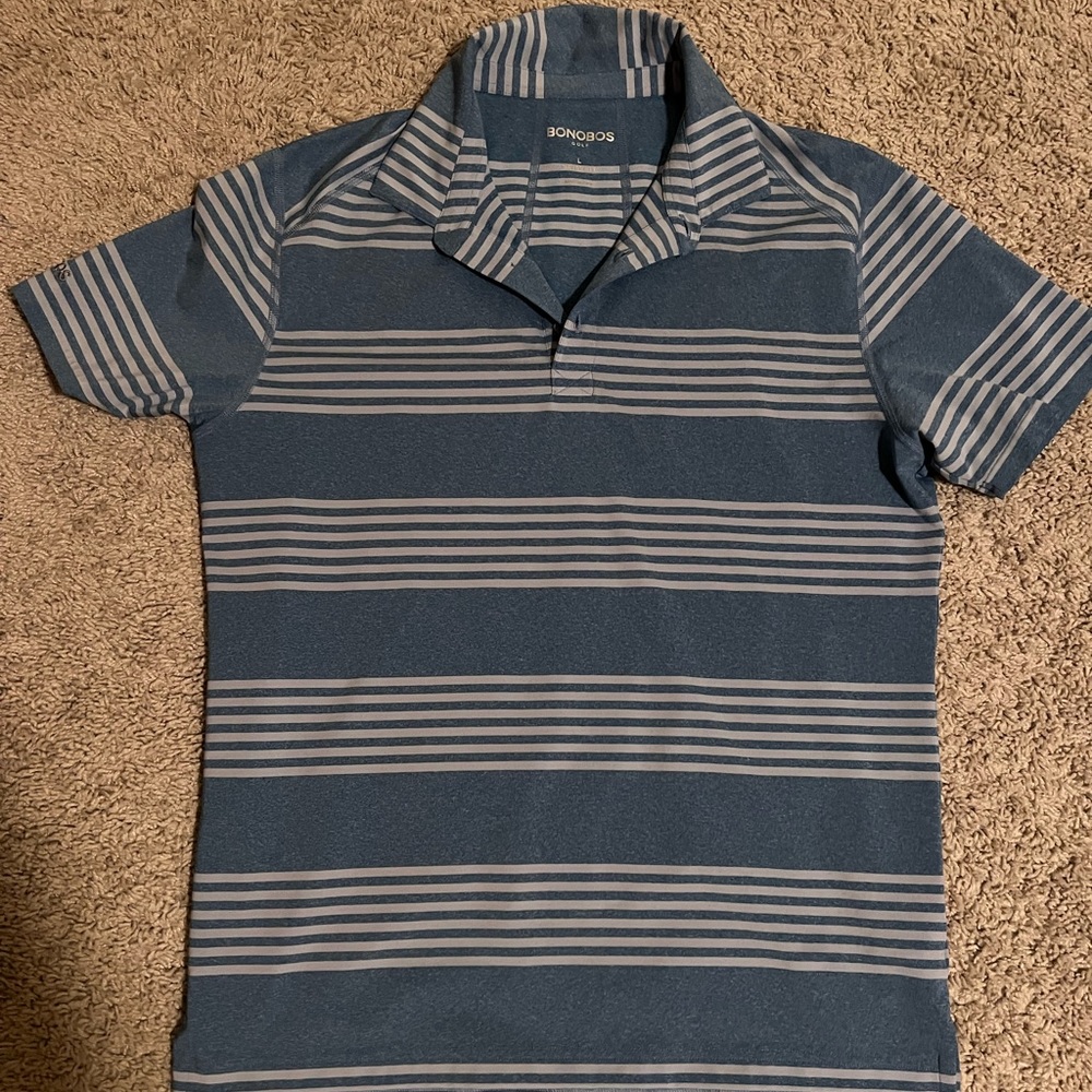 Bonobos blue striped golf polo